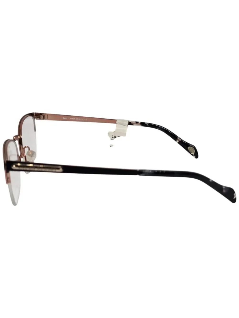 Laura Ashley Tess Womens Black & Rose Gold Semi-Rimless Eyeglass Frame 51-20-140